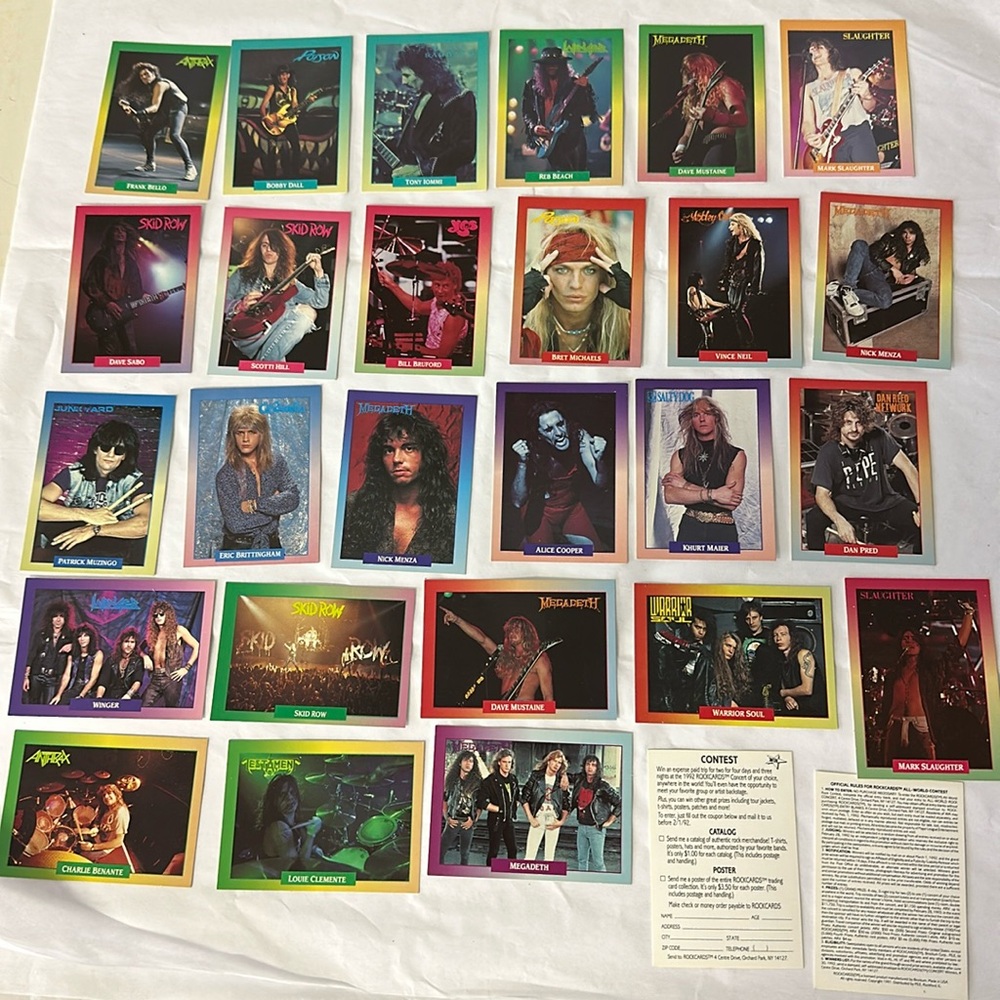 Vintage 1991 Brockum RockCards Rock and Roll 80s 90s Collectible Trading Cards